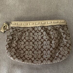 Coach Brown and Cream Patterned Clutch